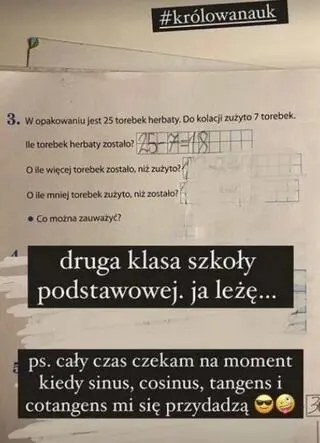 Anna Mucha o zadaniu matematycznym dla 8-latka
