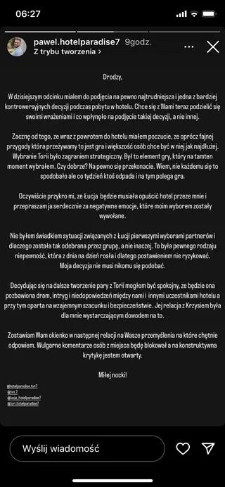 Paweł z "Hotelu Paradise"