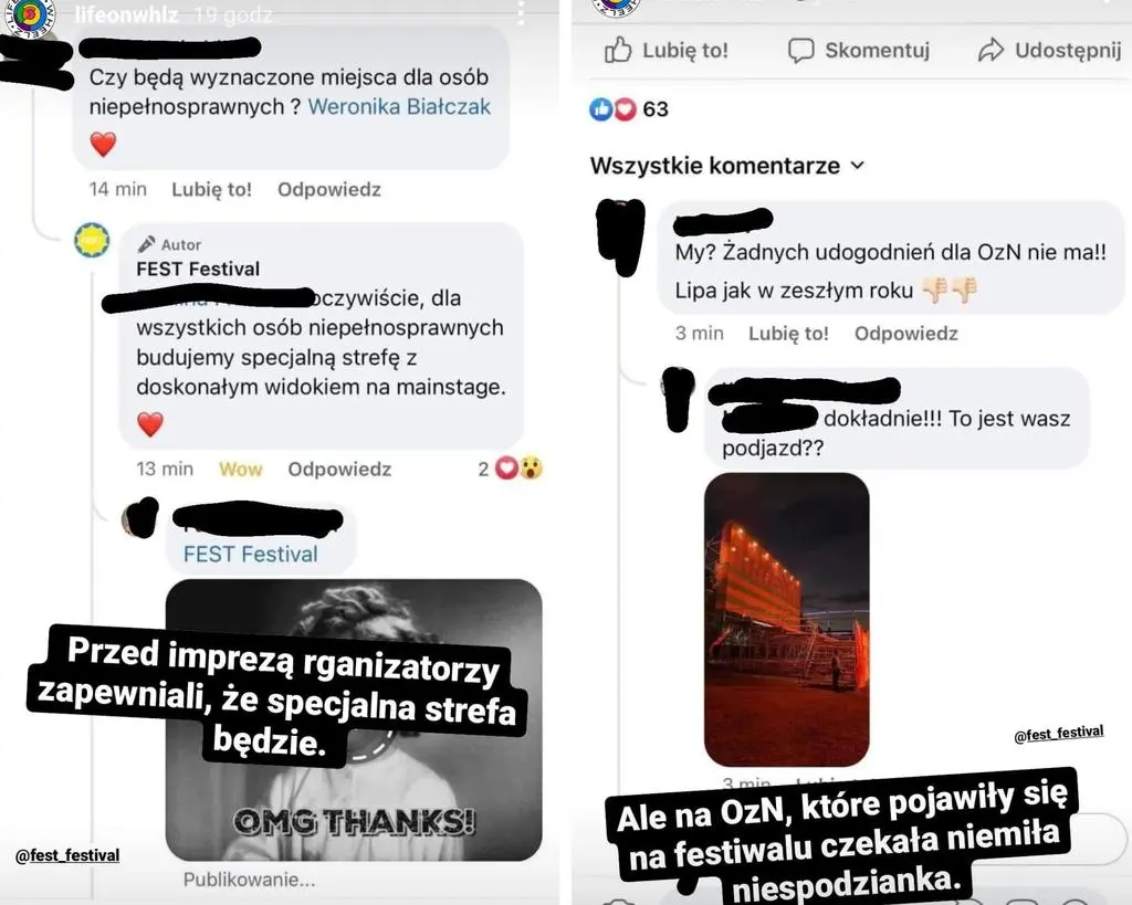 Na Fest Festival zabrakło udogodnień dla osób z niepełnosprawnościami