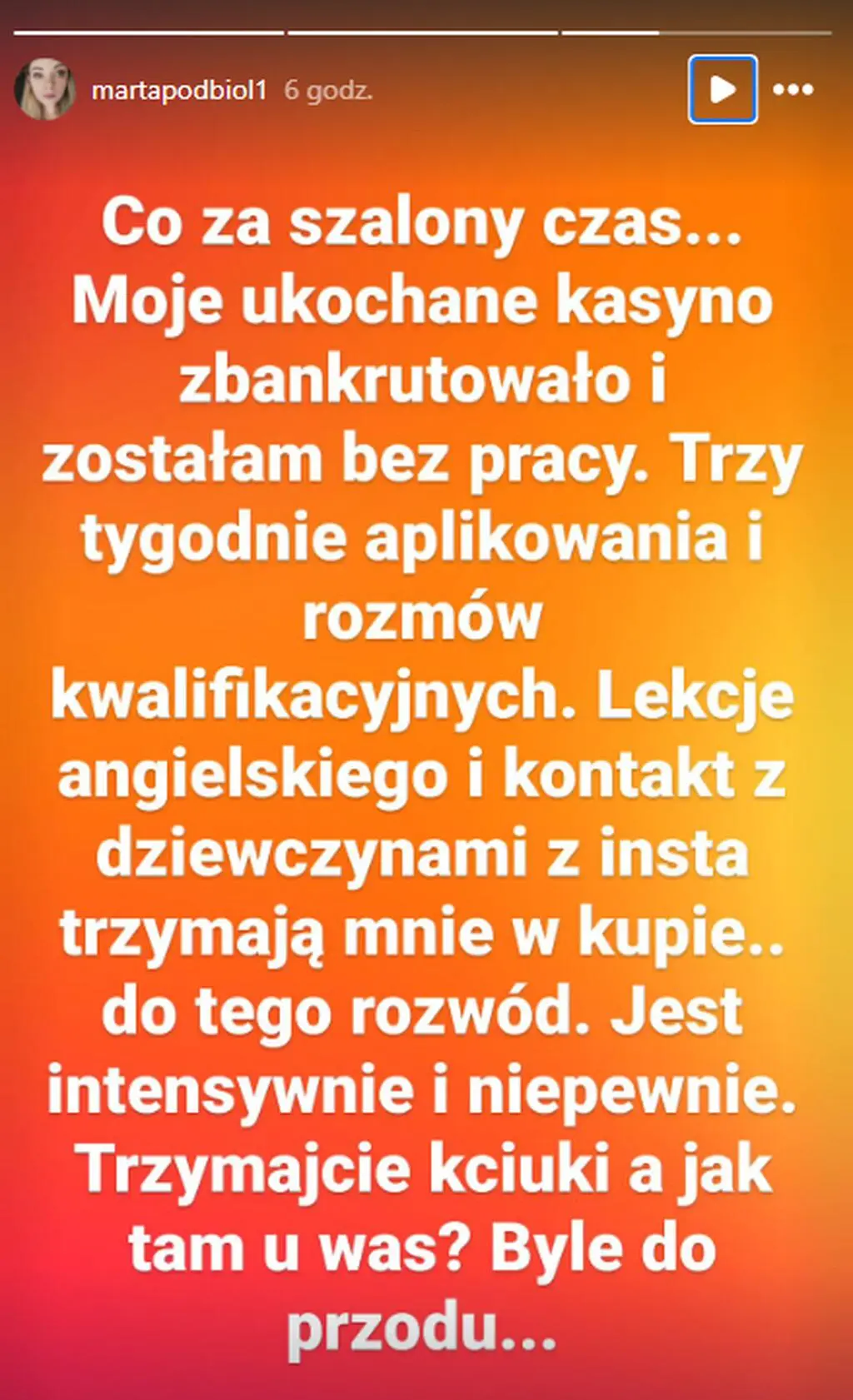 Marta Podbioł ze "Ślubu od pierwszego wejrzenia" o trudnym czasie