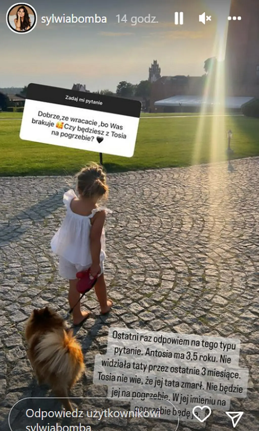 Córka Sylwii Bomby na pójdzie na pogrzeb ojca