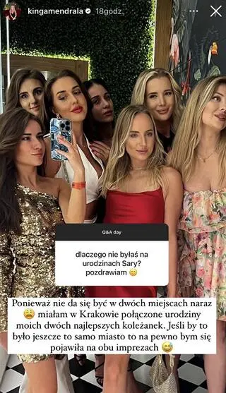 Kinga Mendrala wyjaśniła nieobecność na urodzinach Sary  z "True Love"