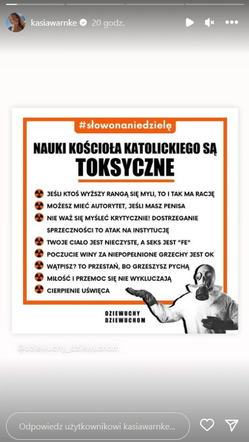 Katarzyna Warnke opublikowała grafikę o Kościele katolickim