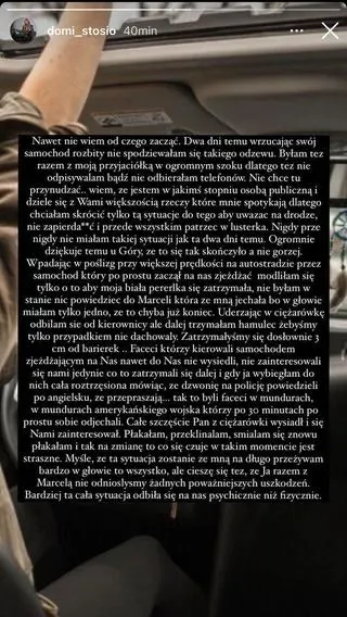 Dominika z "Hotelu Paradise" miała wypadek samochodowy