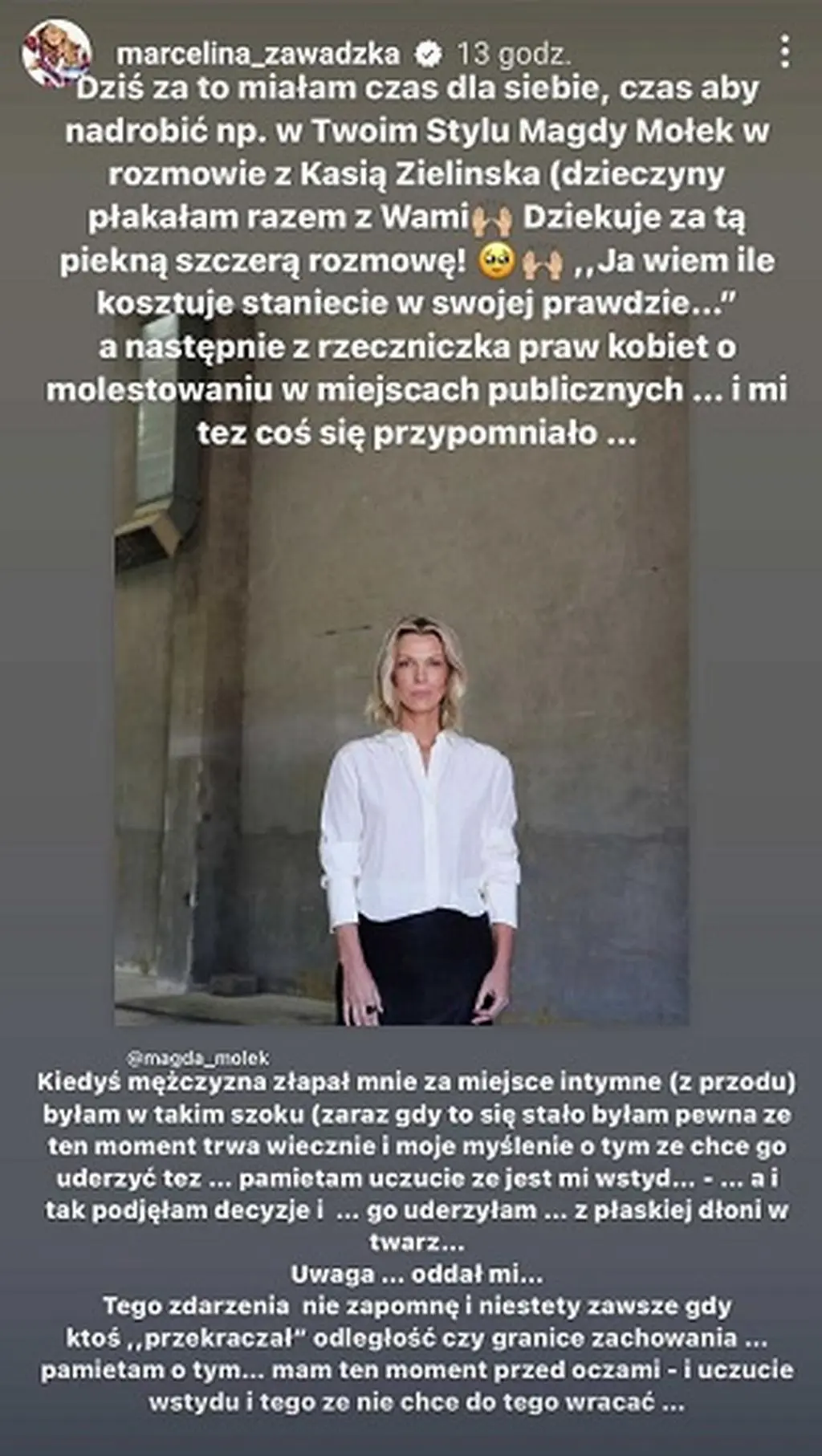 Marcelina Zawadzka o traumatycznym doświadczeniu