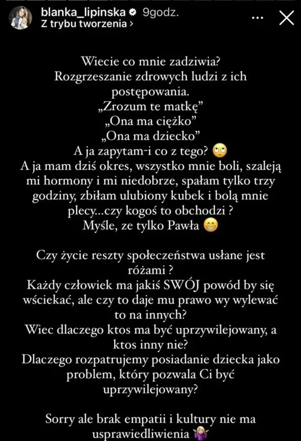 Blanka Lipińska skrytykowała matki
