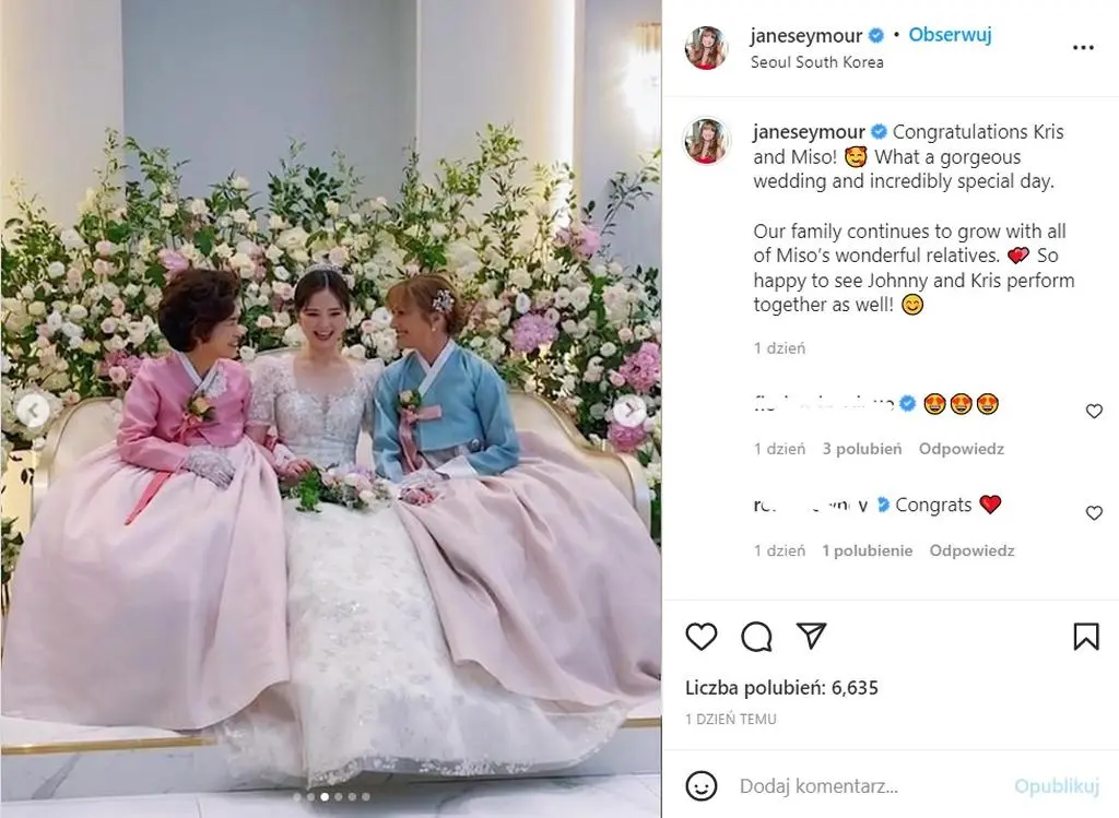 Jane Seymour na koreańskim weselu. Syn aktorki wziął ślub po raz drugi
