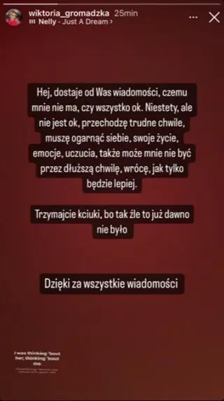 Wiktoria Gromadzka przeżywa trudny czas