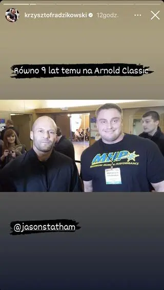 Krzysztof Radziszewski na zdjęciu z Jasonem Stathamem