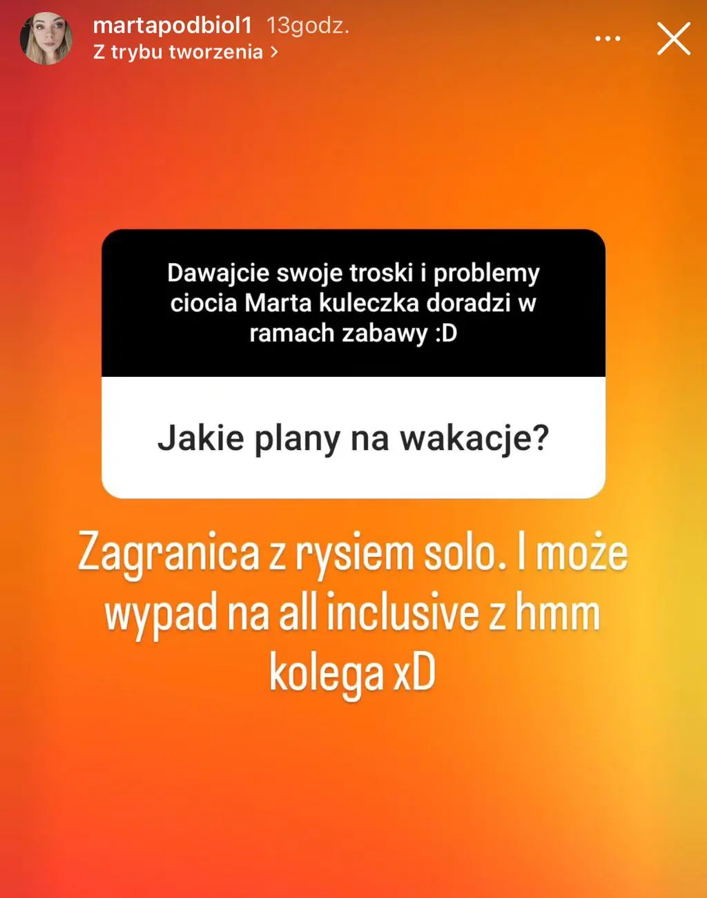 Marta Podbioł o planach na wakacje