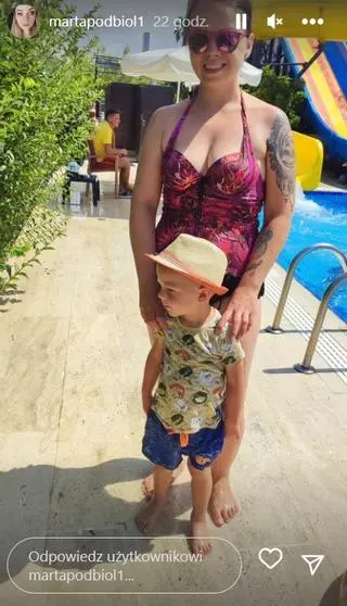Marta Podbioł na wakacjach z synem