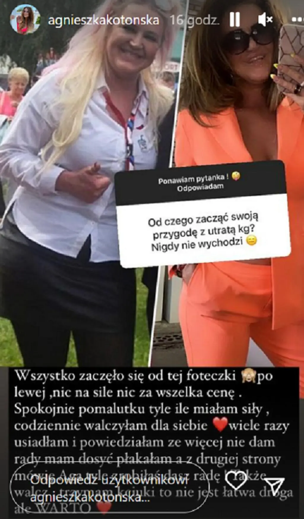 Agnieszka Kotońska walczyła z kilogramami. Miała momenty zwątpienia