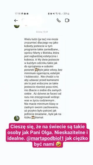 Justyna ze "ŚOPW" opublikowała wiadomość hejterki. "Aż przykro było patrzeć"
