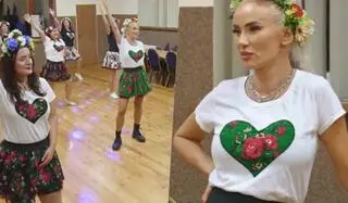 Izabela Macudzińska tańczy z kołem gospodyń wiejskich