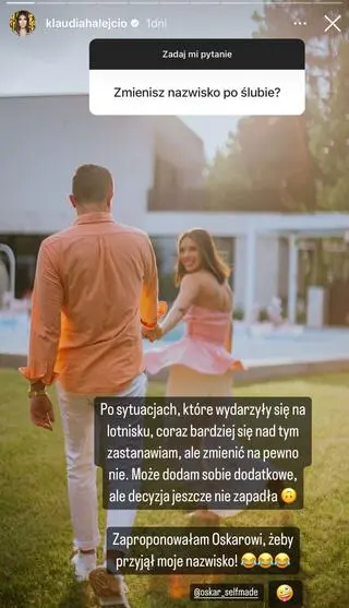 Klaudia Halejcio z partnerem