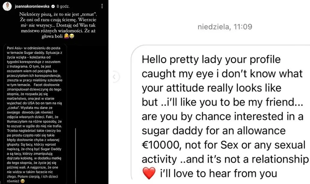 Joanna Koroniewska pokazała wiadomość od "sugar daddy"