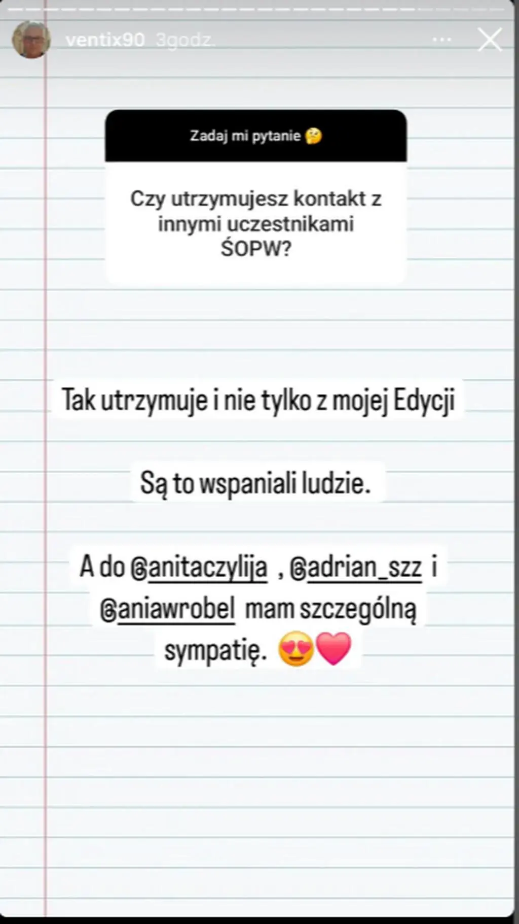 Krzysztof ze "ŚOPW" o relacji z innymi uczestnikami