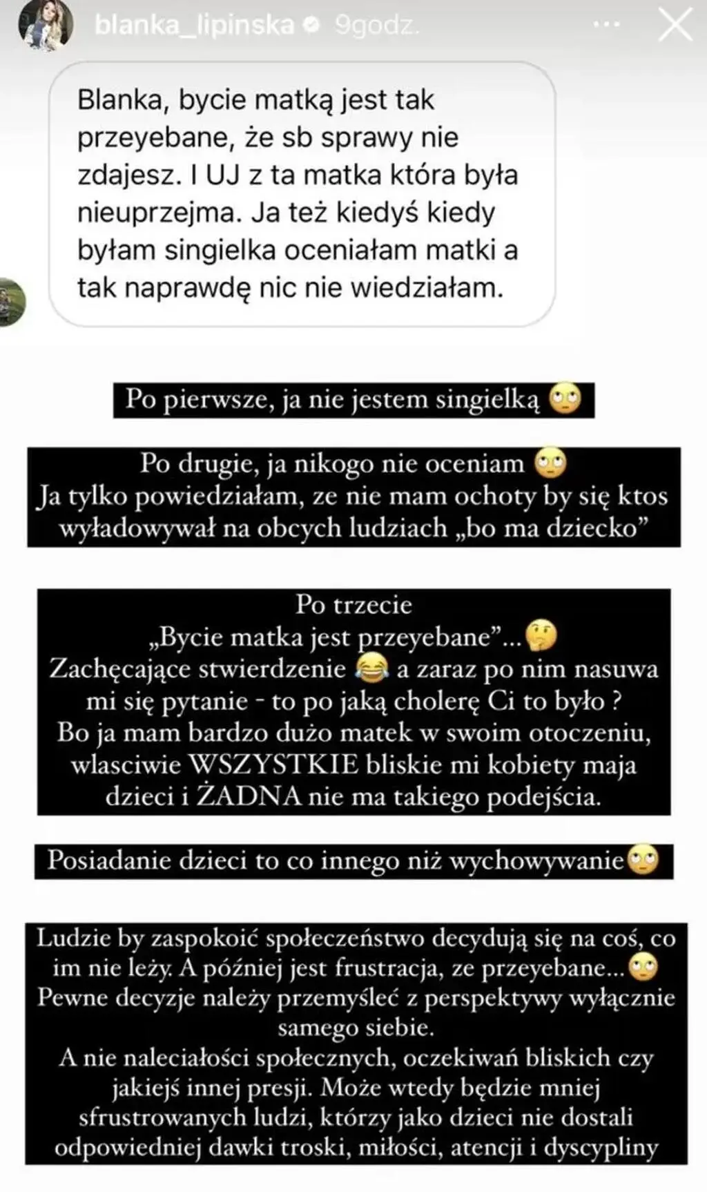 Blanka Lipińska skrytykowała matki