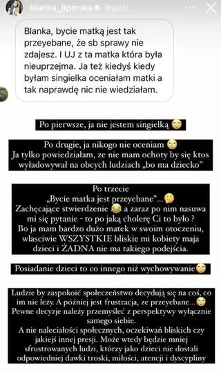 Blanka Lipińska skrytykowała matki
