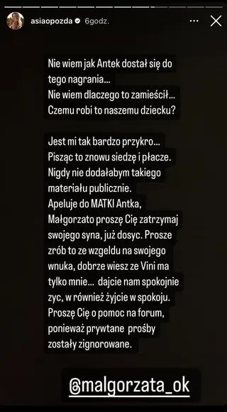 4. Joanna Opozda komentuje wyciek nagrania