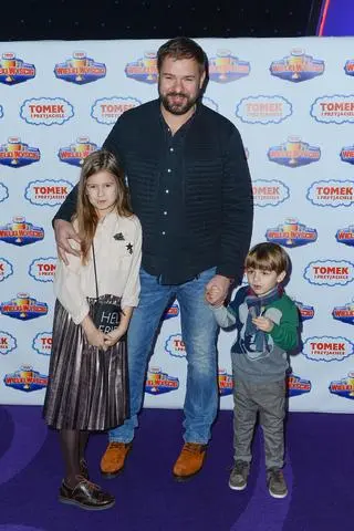 Tomasz Karolak z córką Leną i synem Leonem w 2016 roku