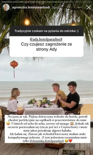 "Hotel Paradise 8". Agnieszka o Adzie