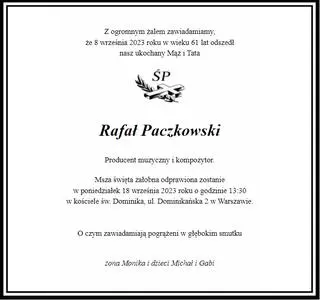 Rafał Paczkowski — nekrolog