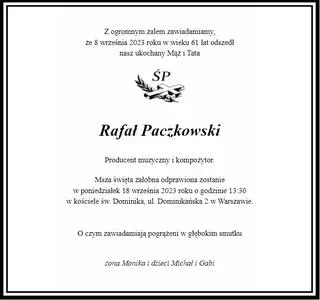 Rafał Paczkowski — nekrolog