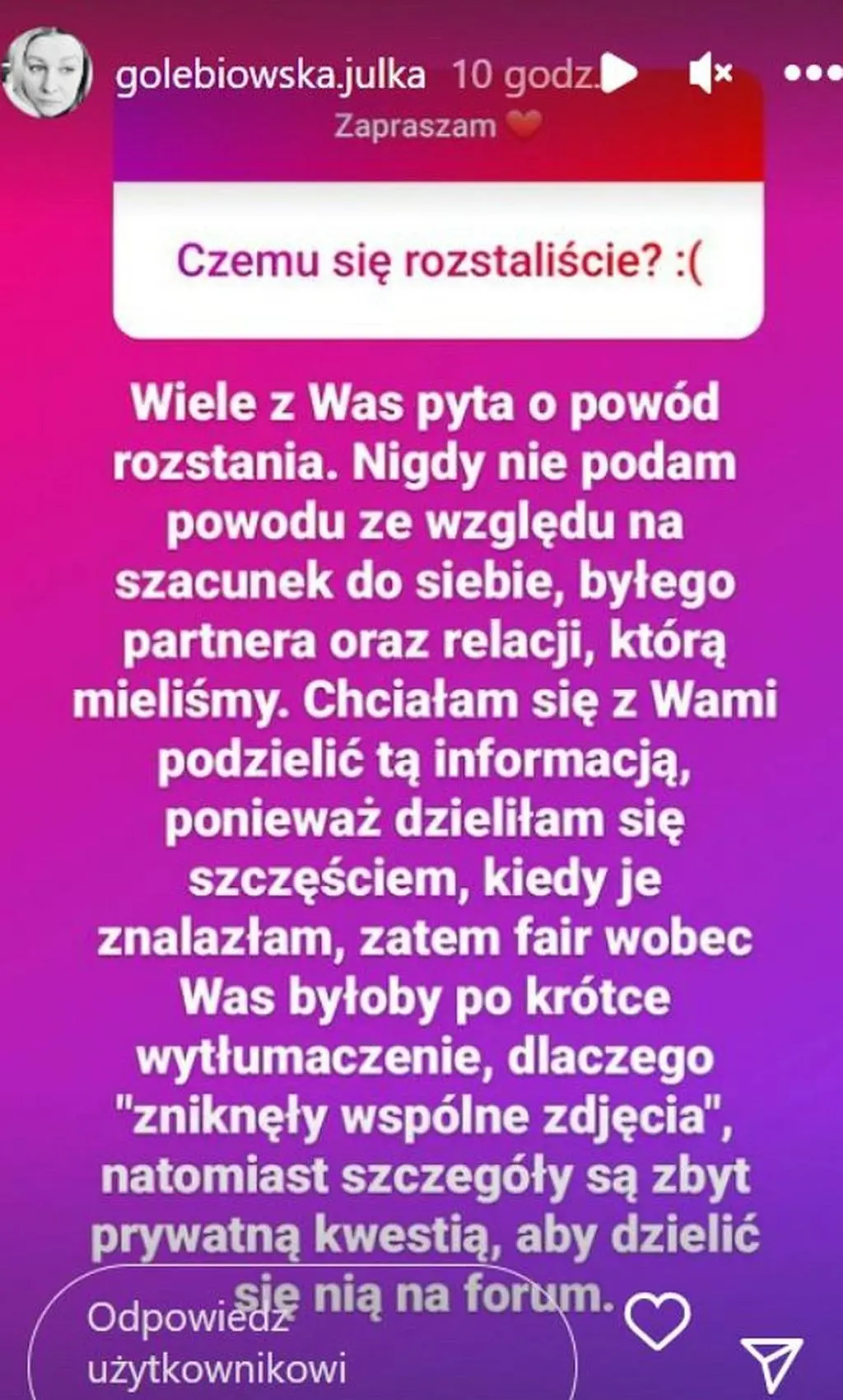 "Ślub od pierwszego wejrzenia". Julia Gołębiowska o powodach rozstania