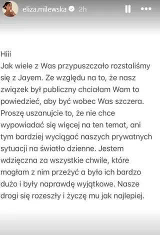 Eliza z "HP" opublikowała oświadczenie