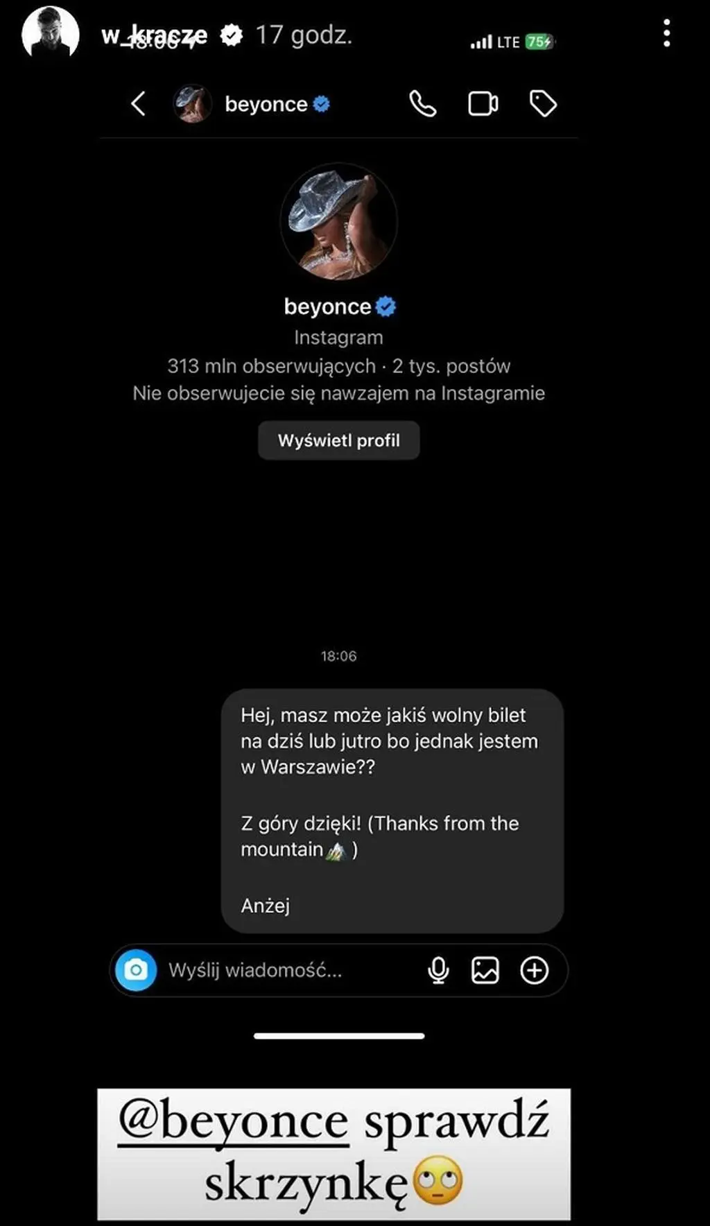 Andrzej Wrona napisał do Beyoncé