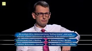 Tomasz Orzechowski w "Milionerach" - pytanie za milion