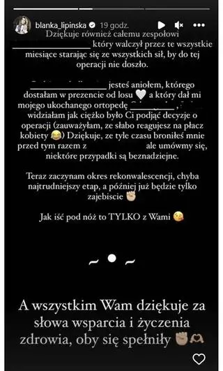 Blanka Lipińska wyszła ze szpitala