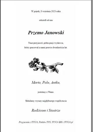 Nekrolog Przemysława Janowskiego