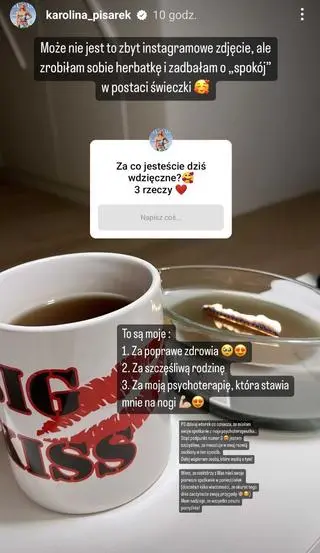 Karolina Pisarek chodzi na terapię