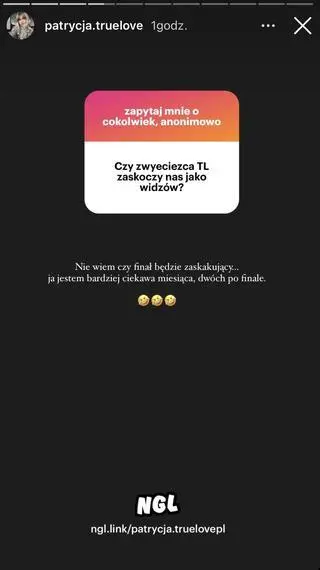"True Love". Patrycja o finale