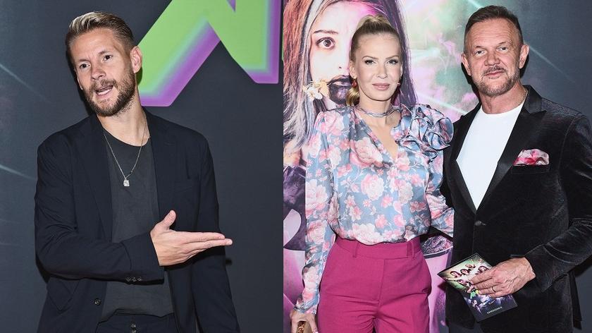 Sebastian Fabijański oraz Edyta i Cezary Pazurowie na premierze filmu "Apokawixa"