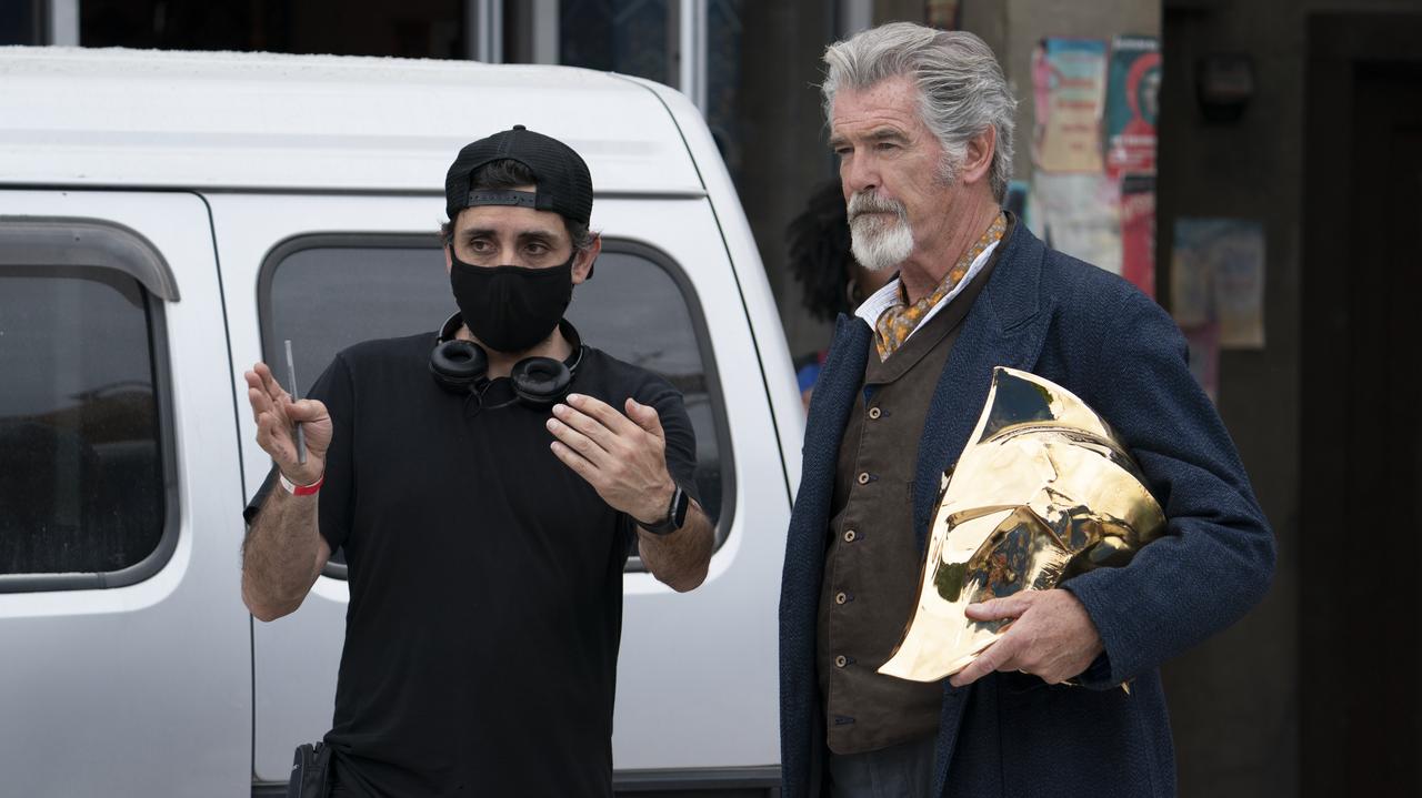 Pierce Brosnan na planie filmu "Black Adam"